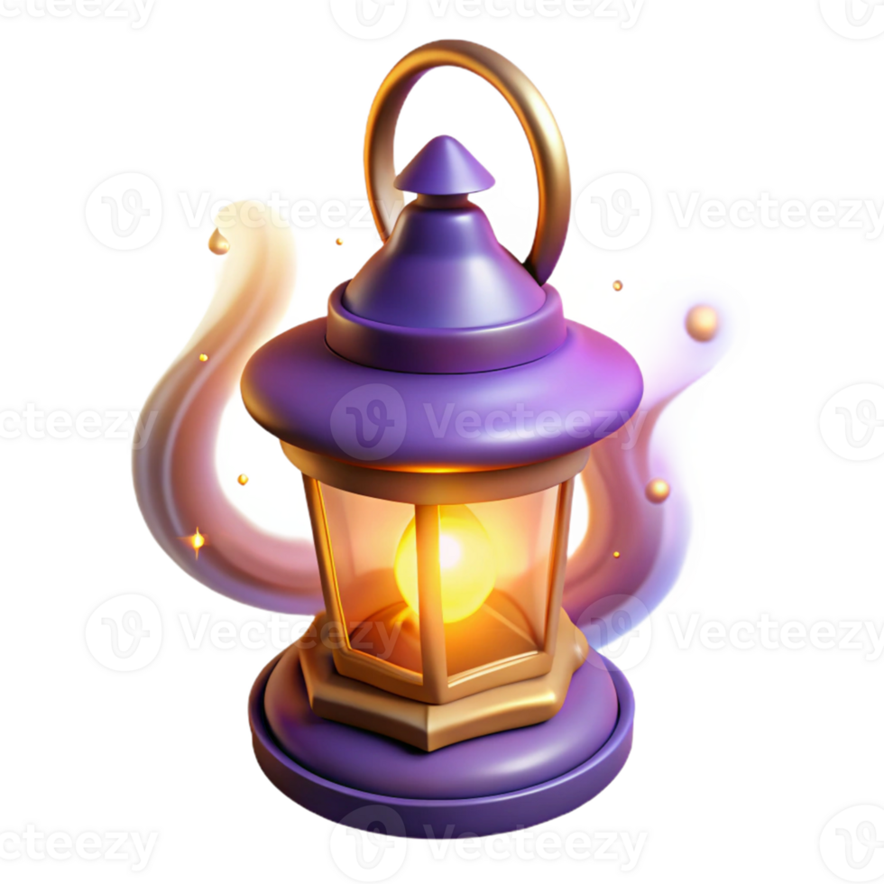 dramatic artistic 3D Render of Illuminated Lantern high quality png