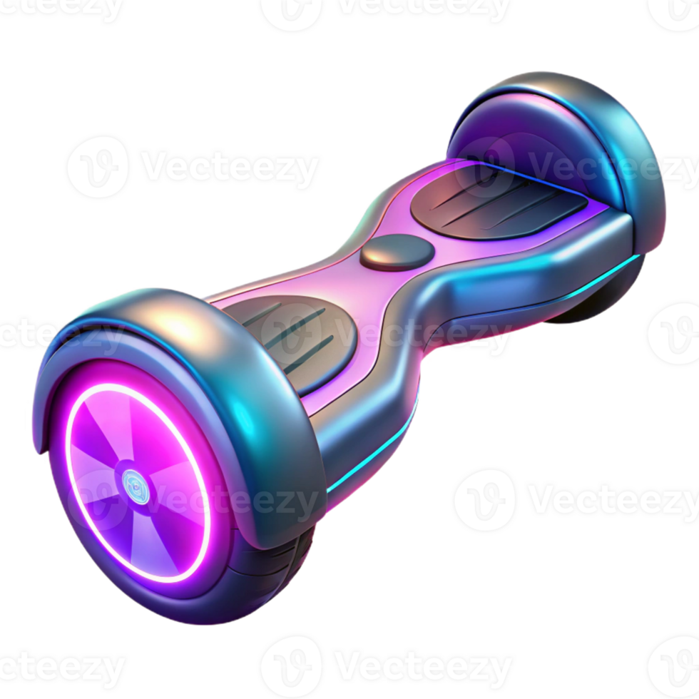 dramatic rustic Neon Hoverboard 3D Render high resolution png