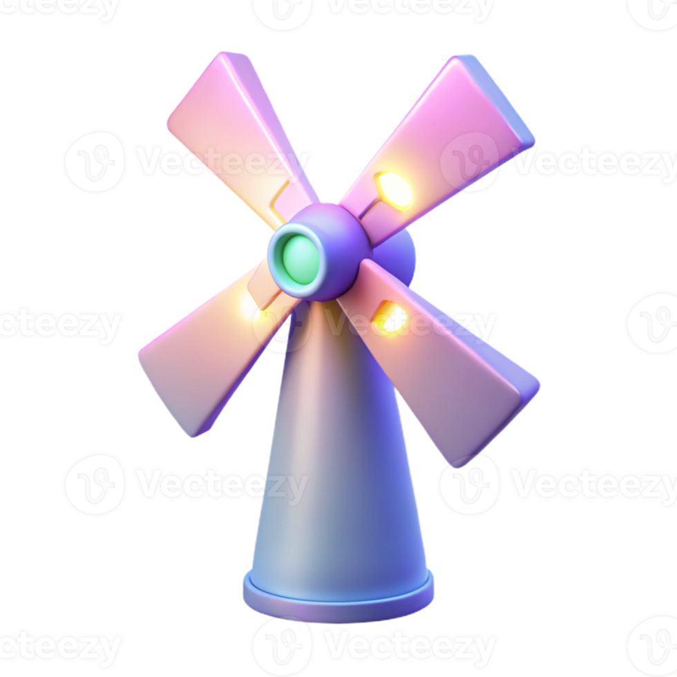serene minimalist 3D Render Pastel Windmill Illustration professional png