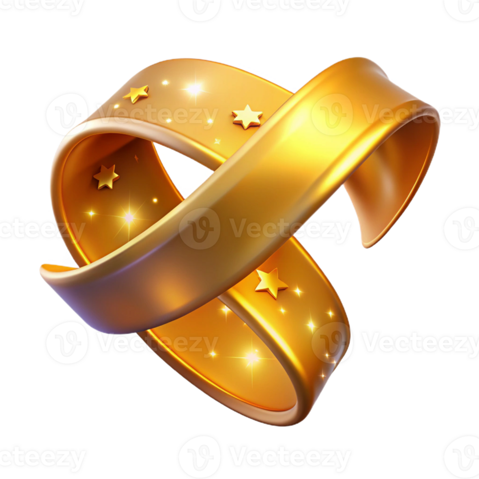beautiful artistic Golden Rings 3D Illustration professional png