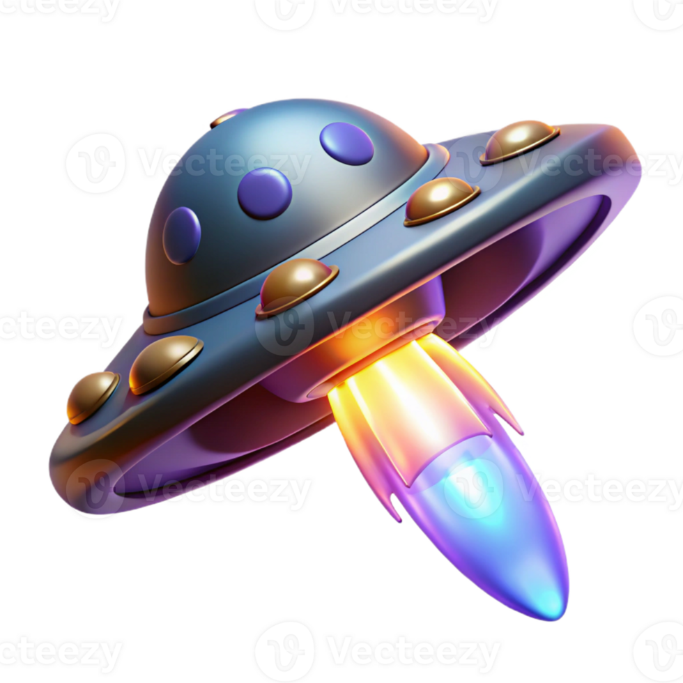 magnificent minimalist 3D Render of UFO Spaceship Launching authentic png