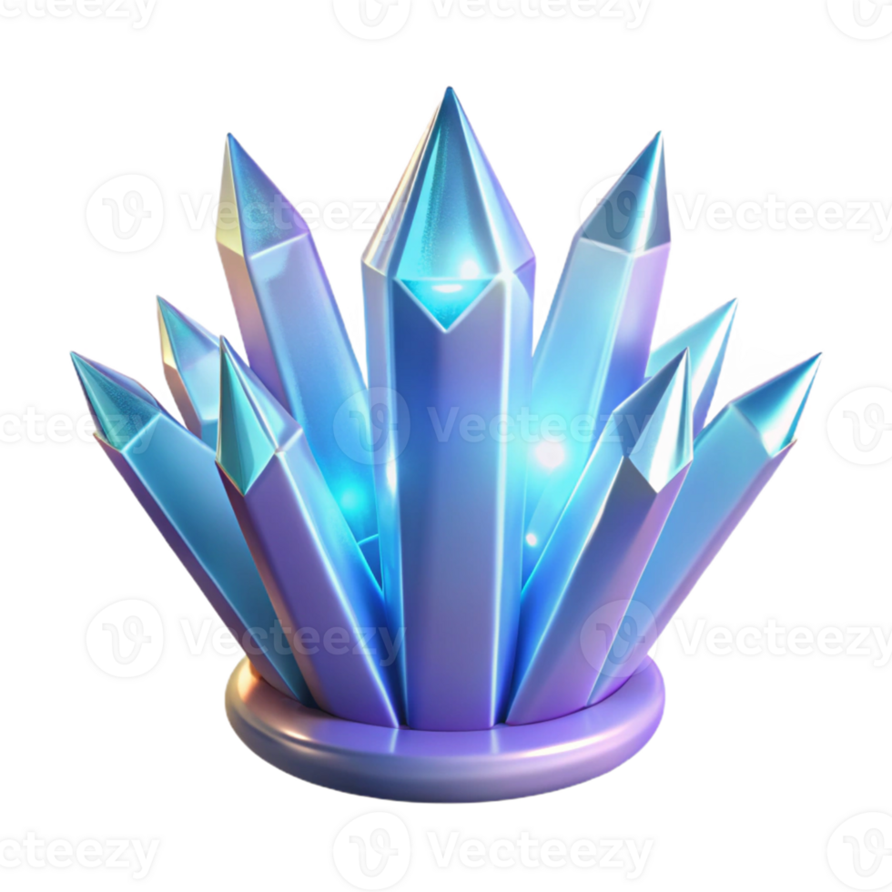 wonderful rustic Glowing Crystal Cluster 3D Render exclusive png