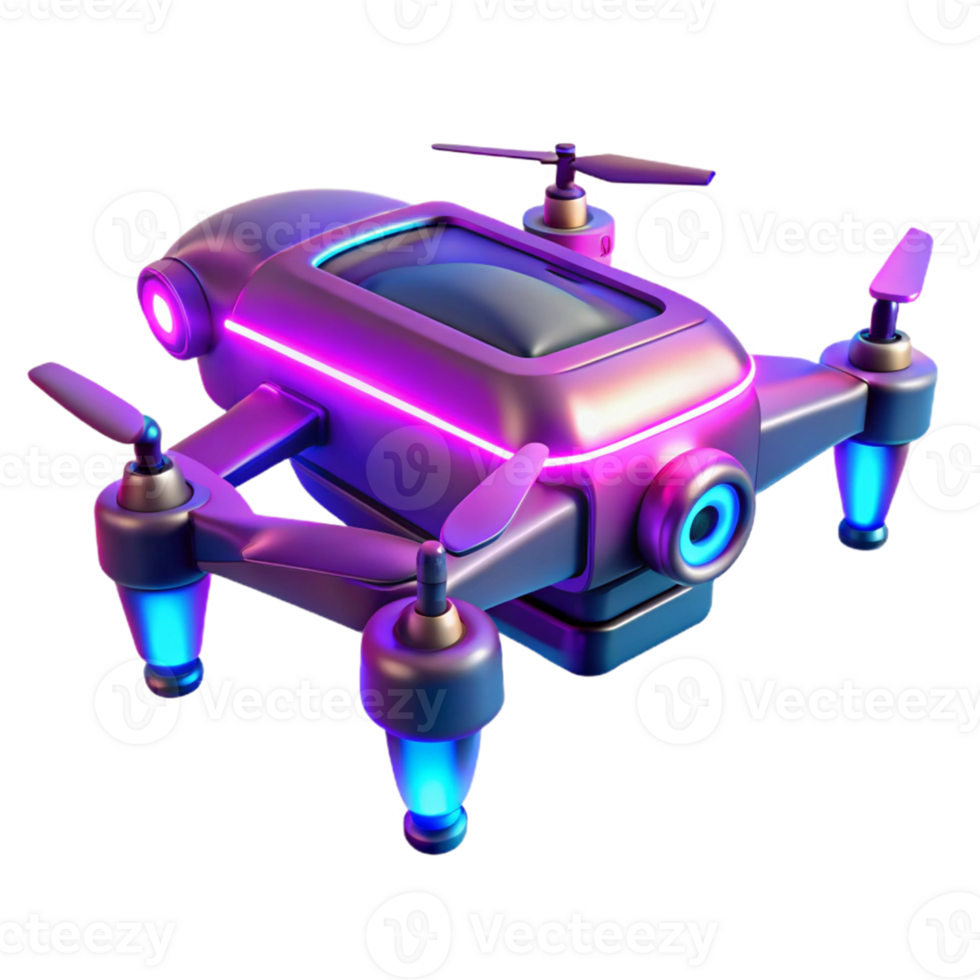 elegant traditional Neon Drone 3D Render genuine png
