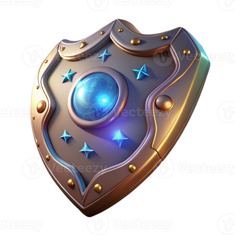 elegant minimalist Fantasy 3D Shield Illustration detailed png