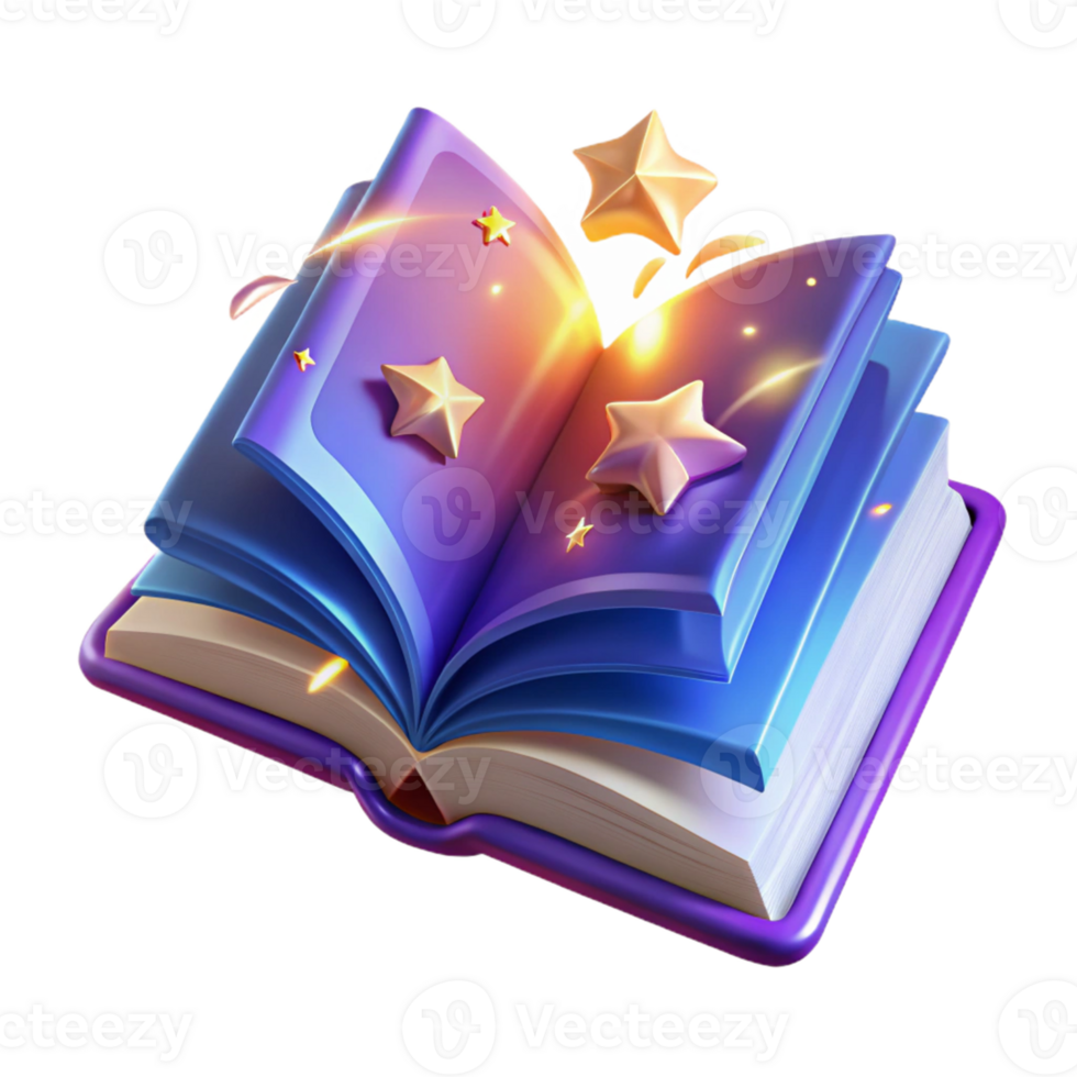 impressive minimalist Magical Book 3D Illustration high resolution png
