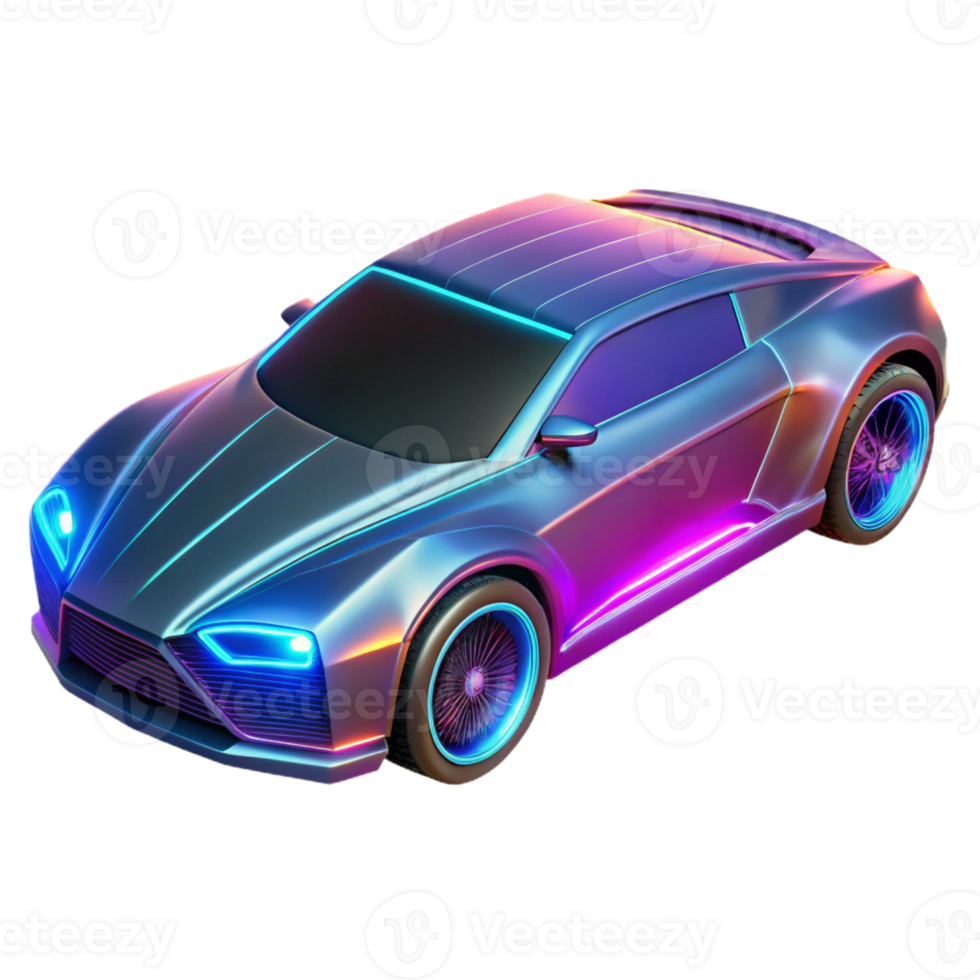 wonderful abstract Neon Sports Car 3D Render original png