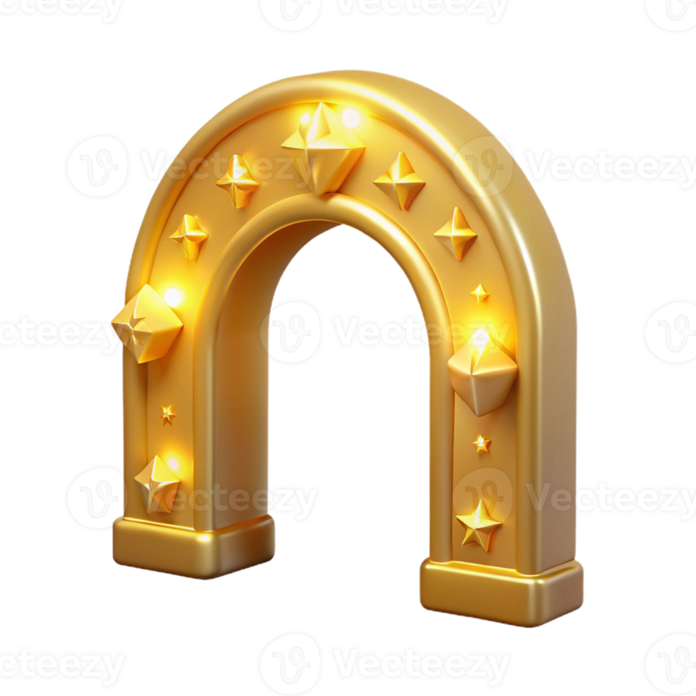 wonderful modern Golden Arch 3D Render 4K png