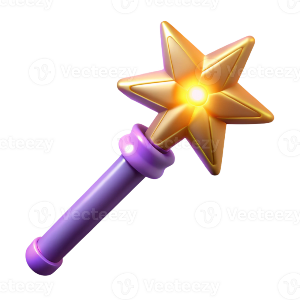 extraordinary traditional 3D Render of Magical Star Wand premium png