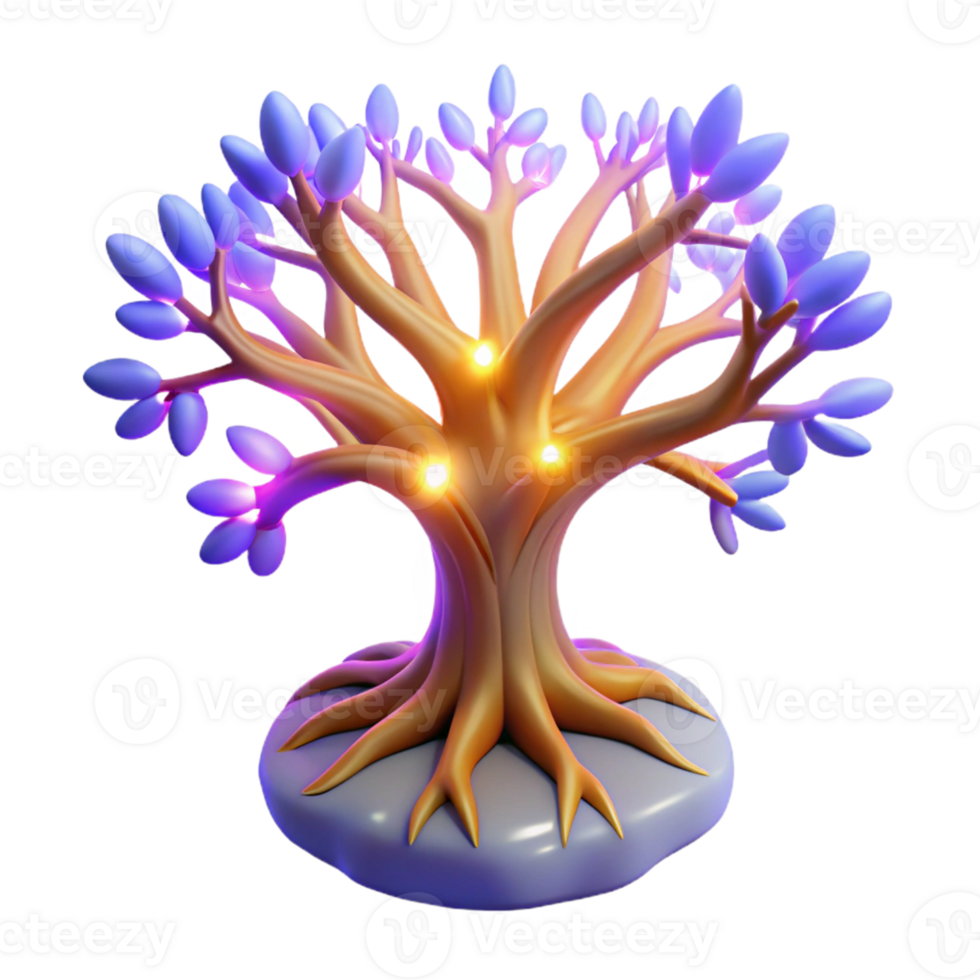 wonderful abstract Glowing Tree 3D Render premium png