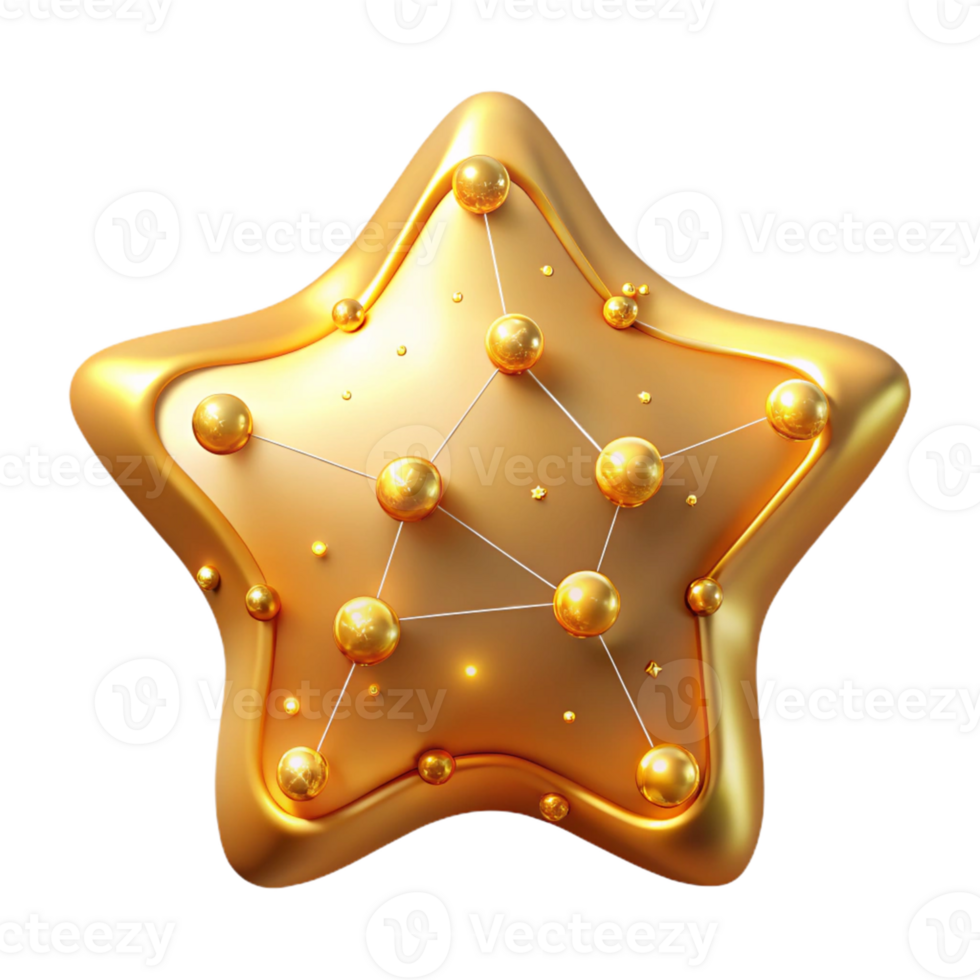magnificent creative Golden Star 3D Render Abstract Background genuine png