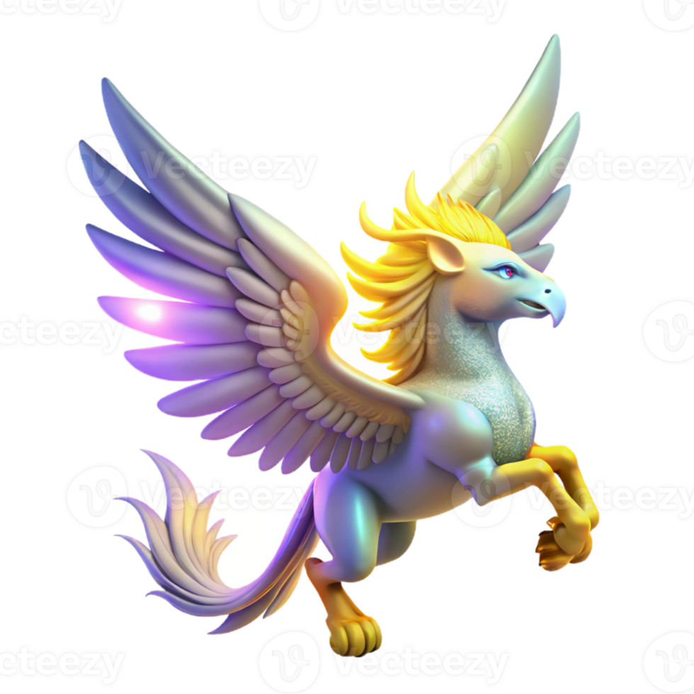 beautiful abstract 3D Render of a Mythical Griffin 4K png