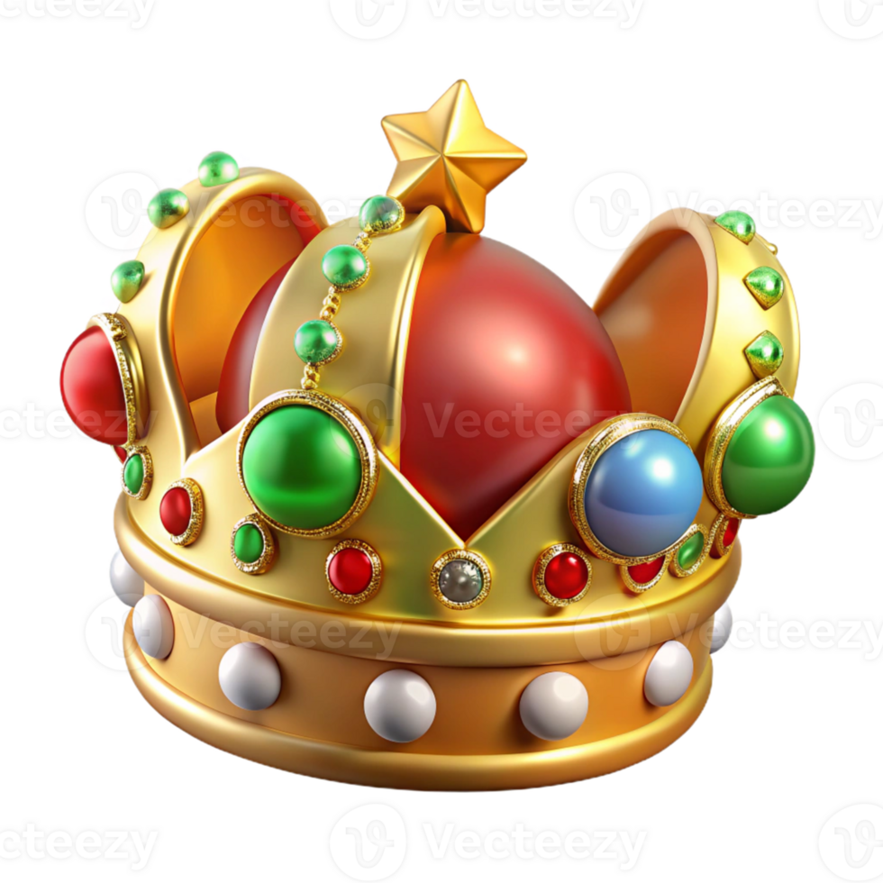 magnificent modern Royal Gold Crown 3D Render exclusive png