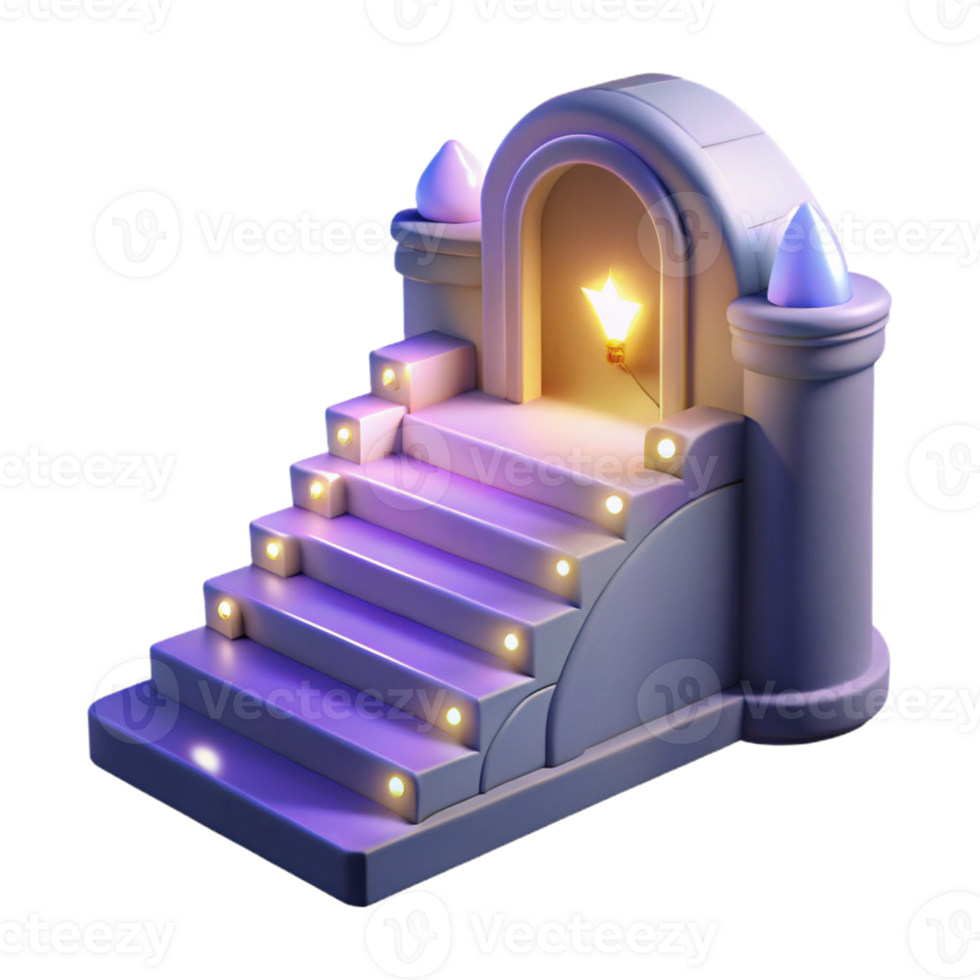 magnificent traditional 3D Render Lit Steps to Star high resolution png