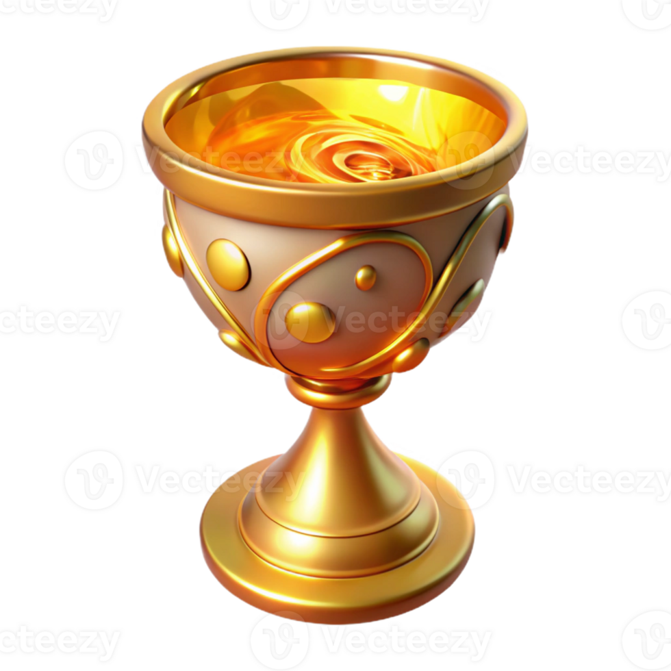 wonderful creative Golden Chalice 3D Render premium png