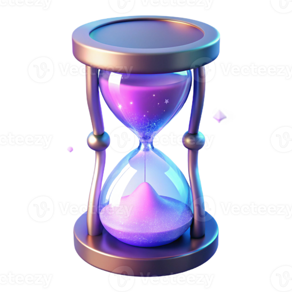 extraordinary traditional 3D Render of a Glowing Hourglass original png