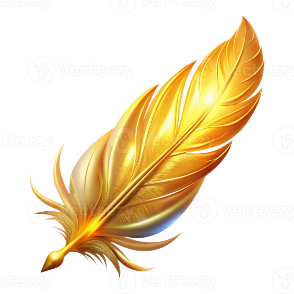 vibrant classic Golden Feather 3D Illustration 4K png