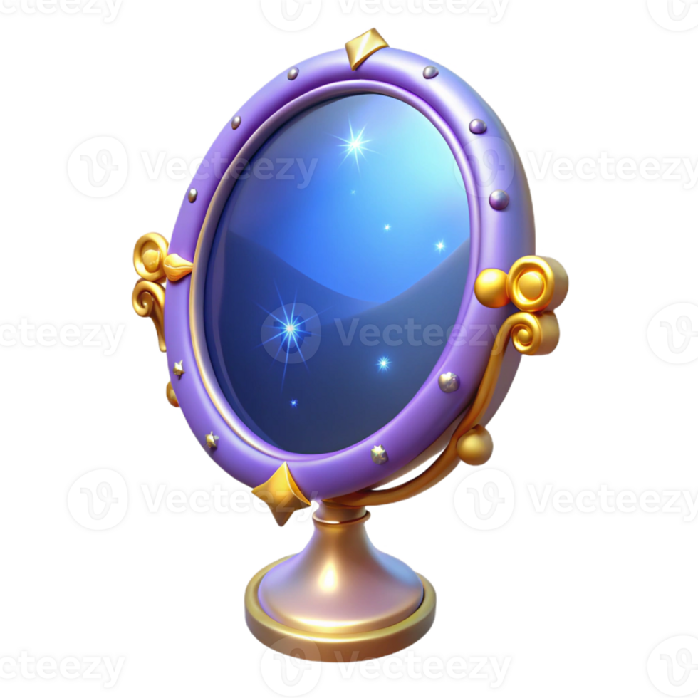 beautiful classic Enchanted Starry Mirror 3D Render genuine png