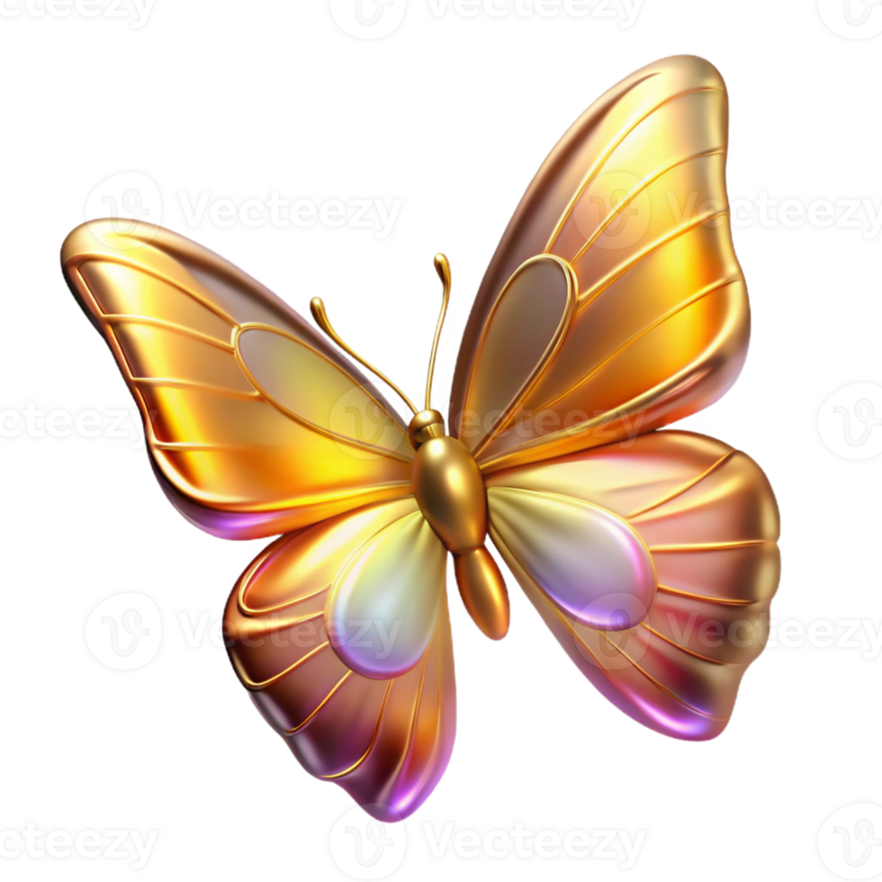 magnificent rustic Golden Butterfly 3D Render authentic png