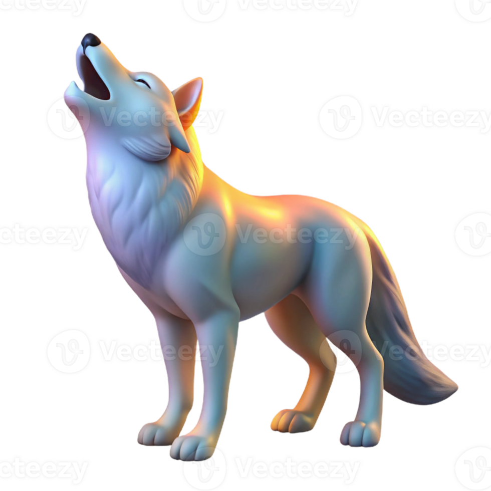serene artistic 3D Render White Wolf Howling authentic png