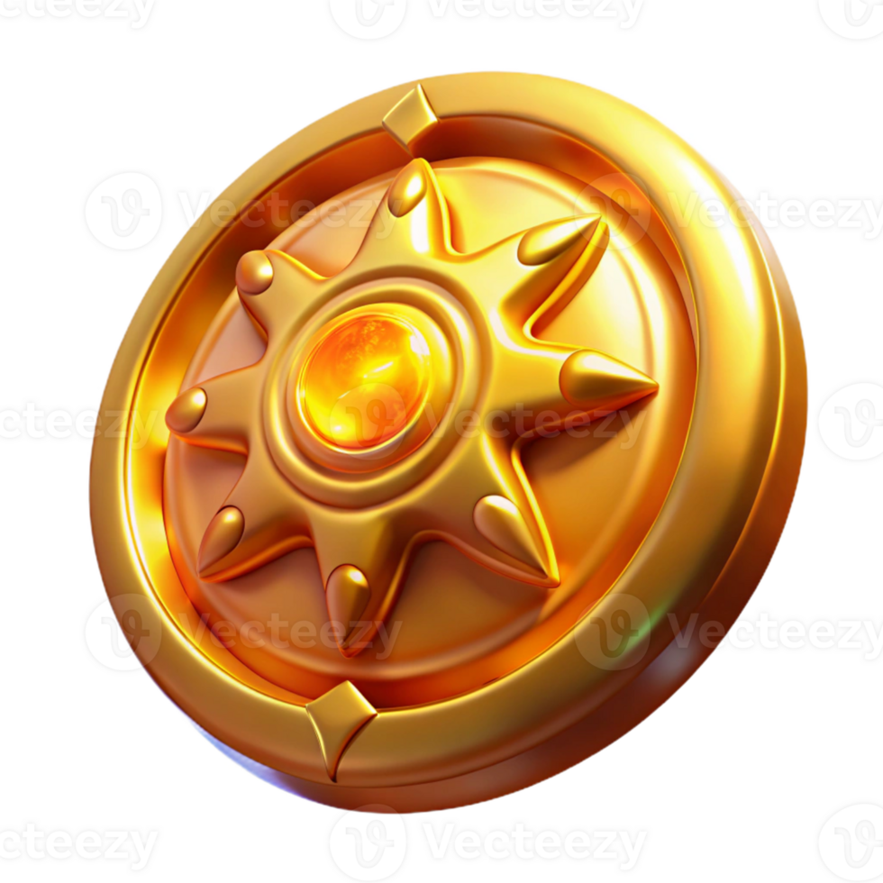 dramatic modern Golden Sun 3D Render detailed png