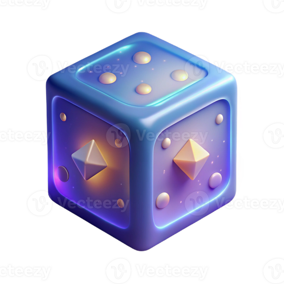 impressive vintage 3D Render Glowing Dice Cube Abstract Background high resolution png
