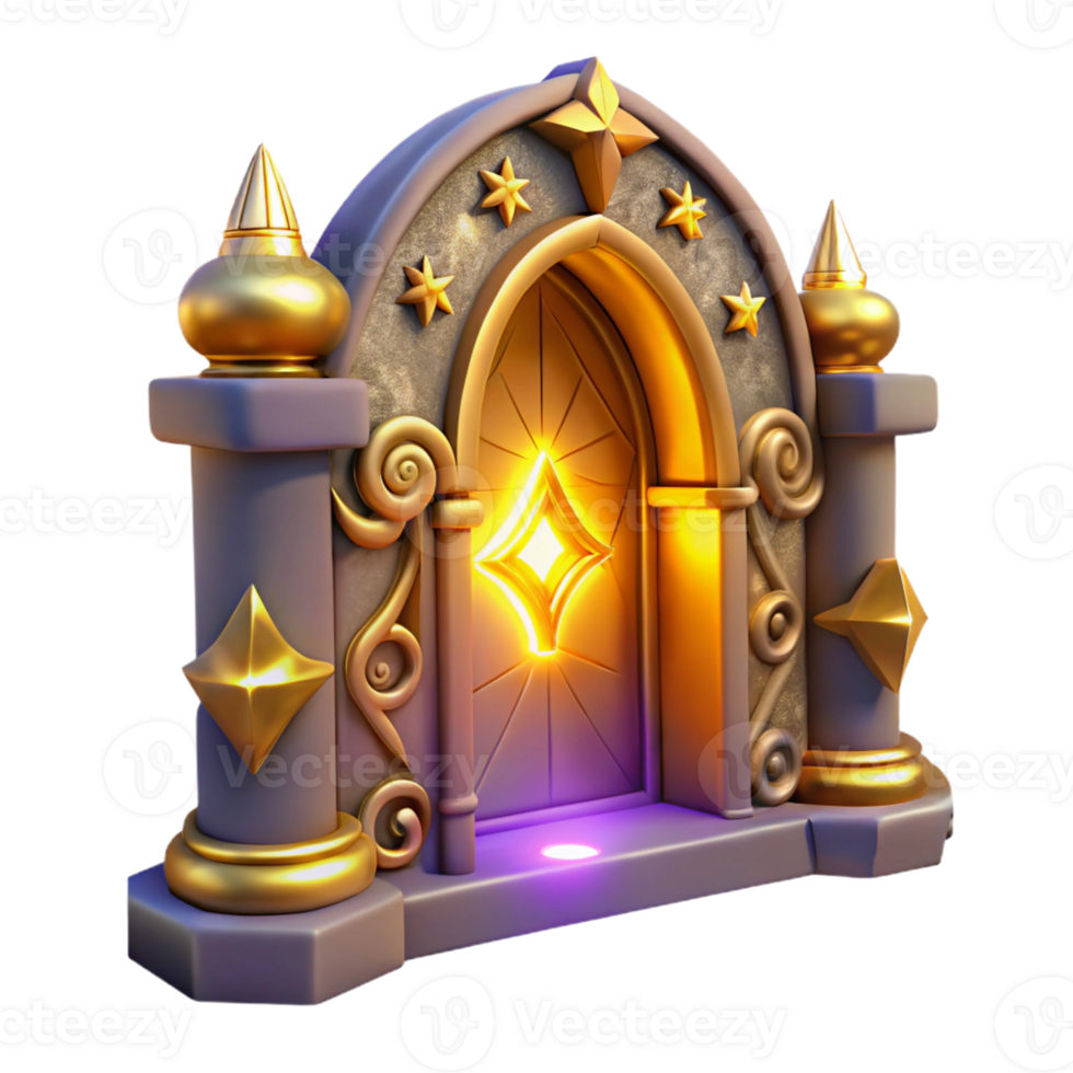 vibrant modern Golden Archway 3D Render 4K png