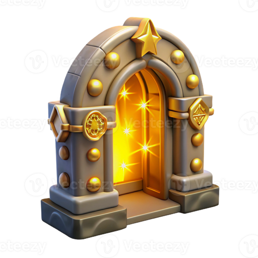 impressive modern Golden Archway 3D Render professional png