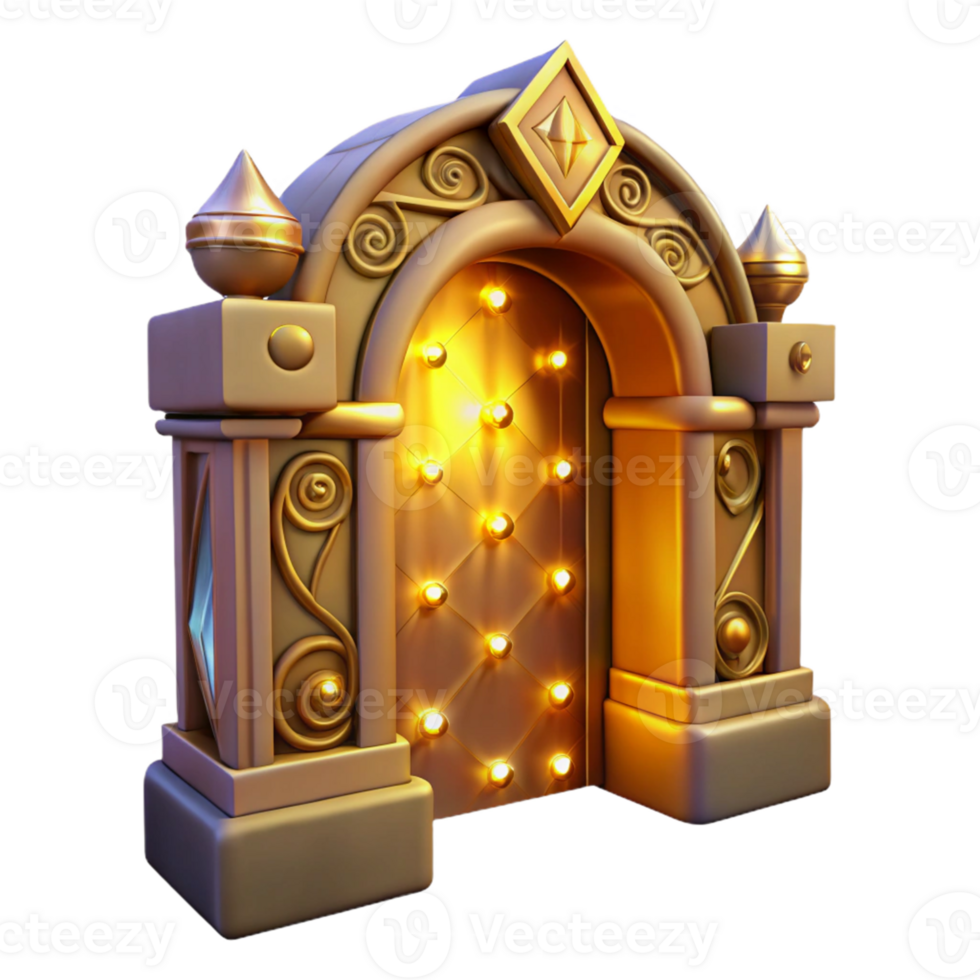 beautiful minimalist Golden Arch 3D Render detailed png