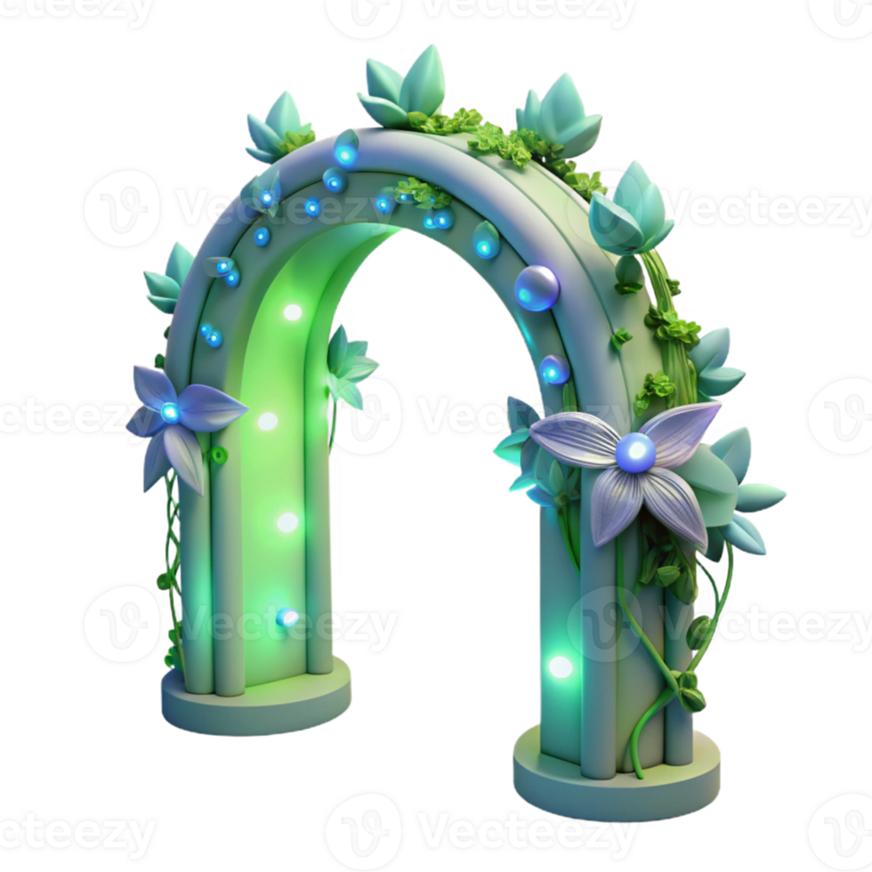 vibrant artistic Enchanted Floral Arch 3D Render 4K png