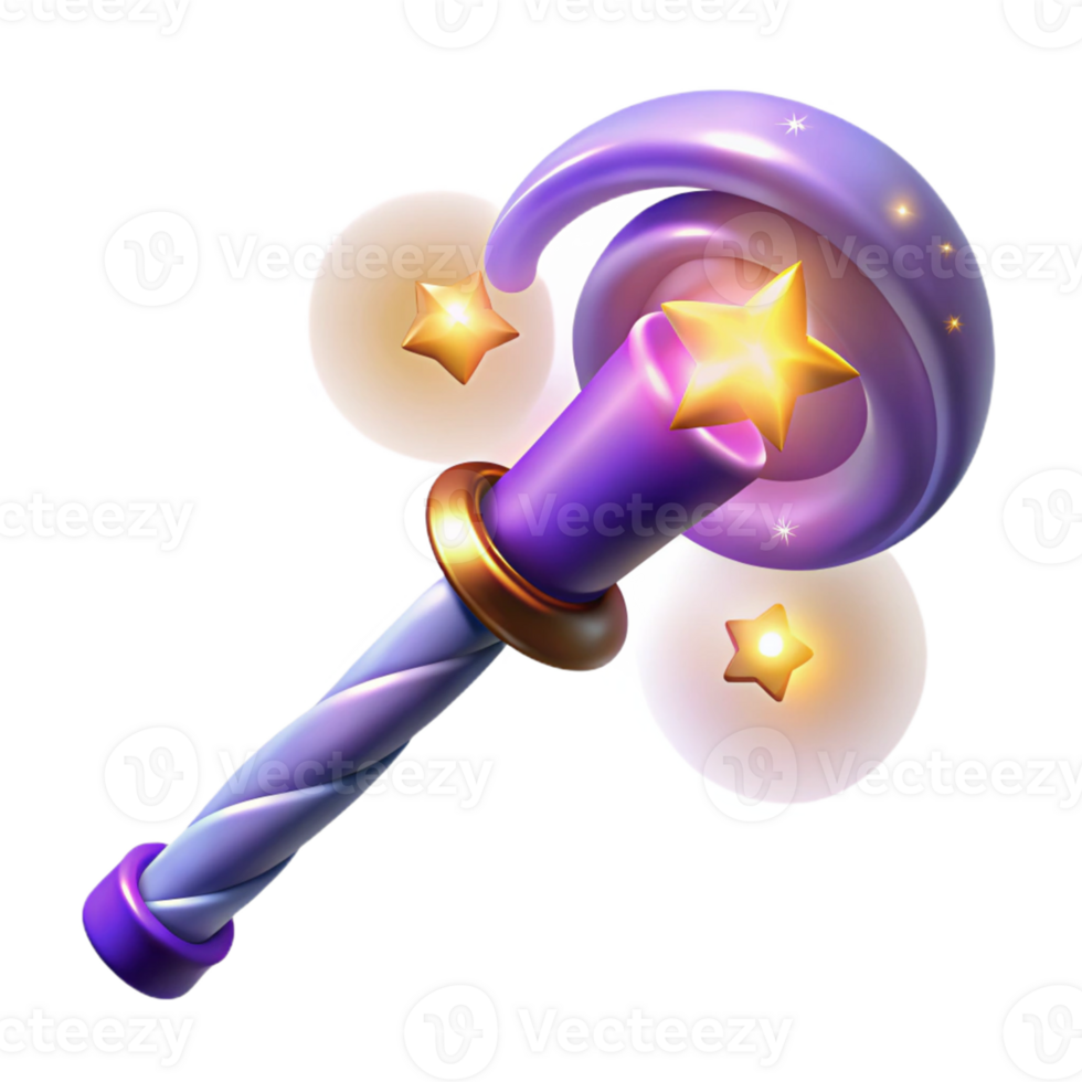impressive modern Whimsical 3D Render of a Magical Wand original png