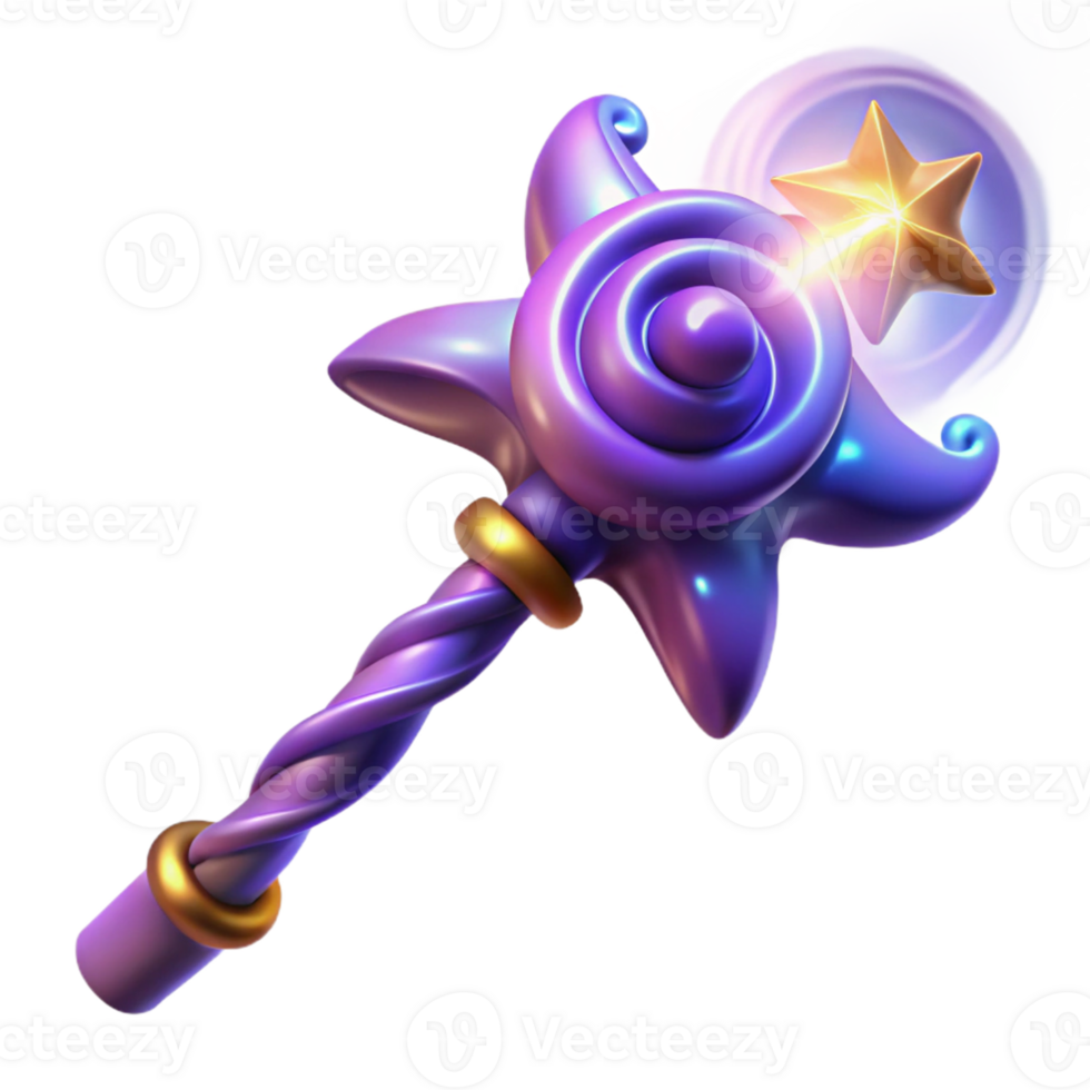 magnificent creative Magical 3D Render of a Star Wand high resolution png