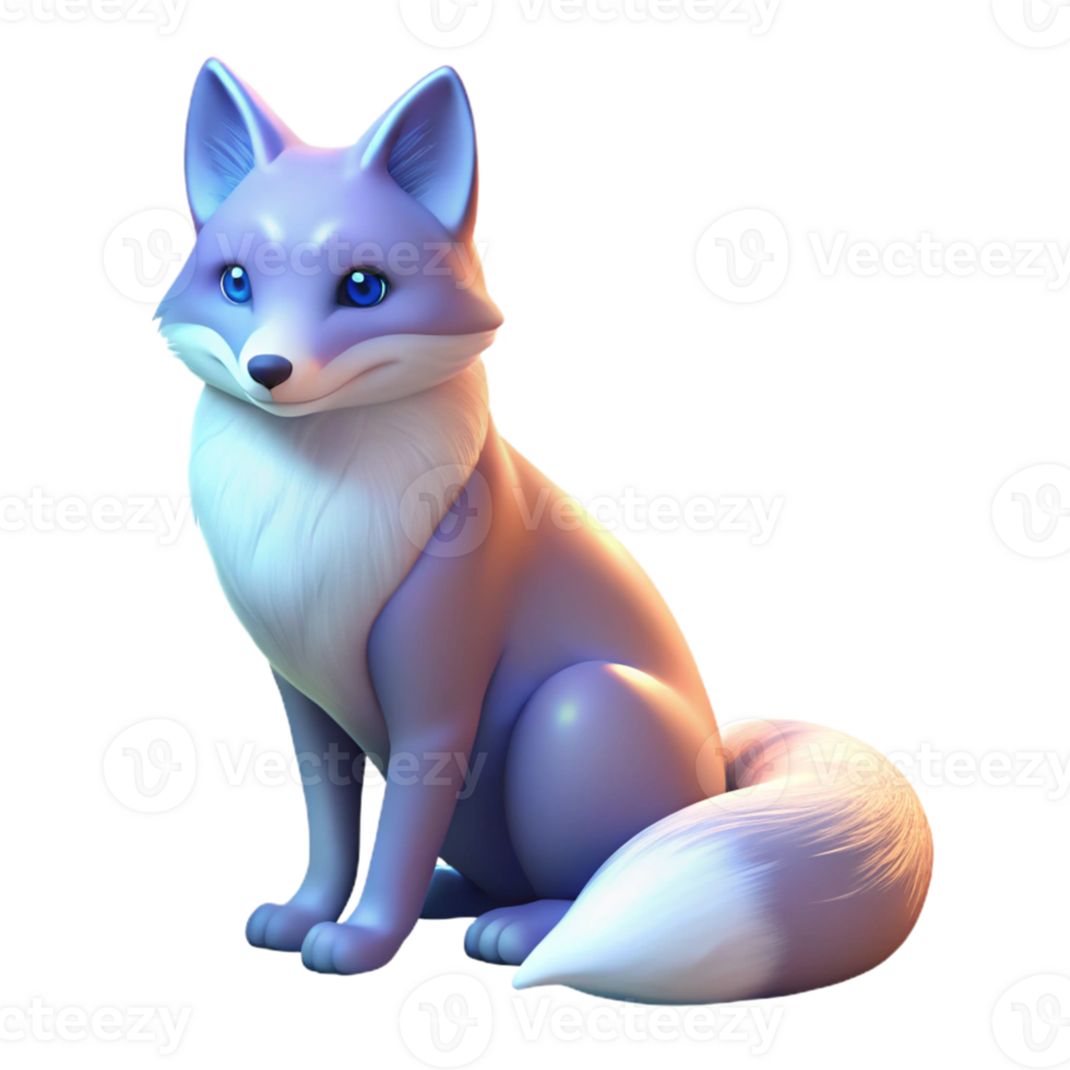 impressive vintage 3D Render of a Cute Purple Fox authentic png