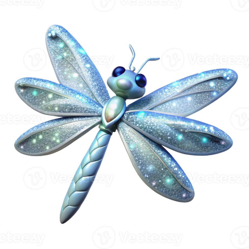beautiful creative Sparkling Dragonfly 3D Illustration authentic png
