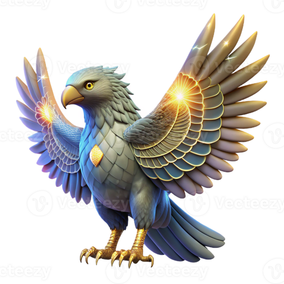 impressive minimalist Majestic Fantasy Eagle 3D Illustration original png