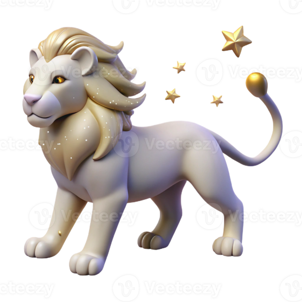 vibrant abstract 3D Render Magical Lion with Stars exclusive png