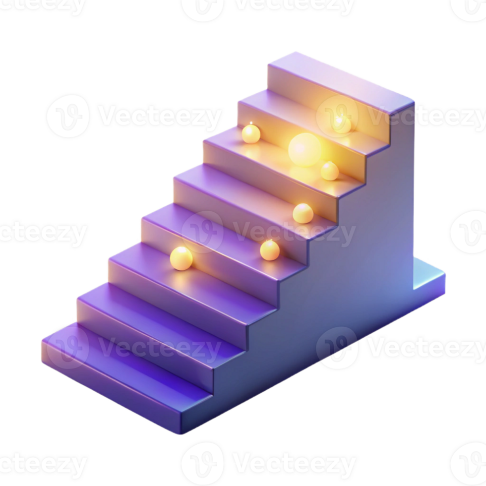 stunning traditional 3D Staircase Illustration with Glowing Spheres authentic png