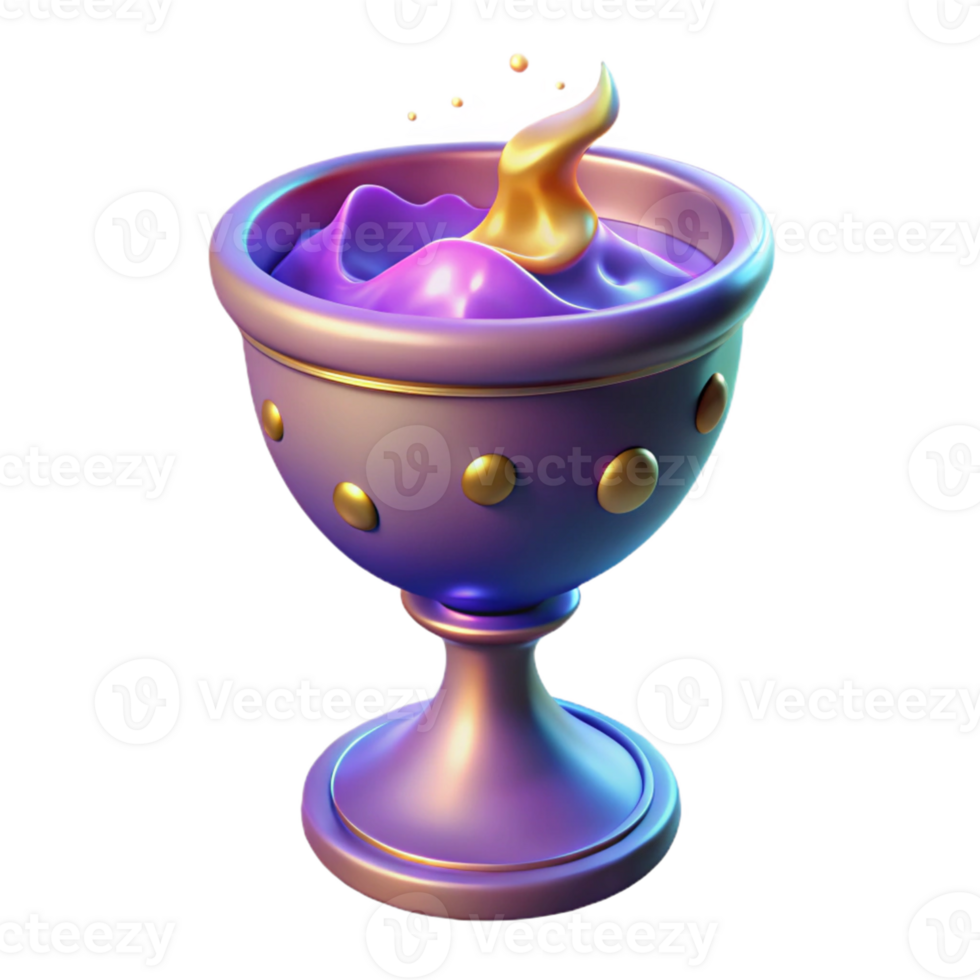 impressive modern 3D Render of a Chalice with Purple Liquid high resolution png