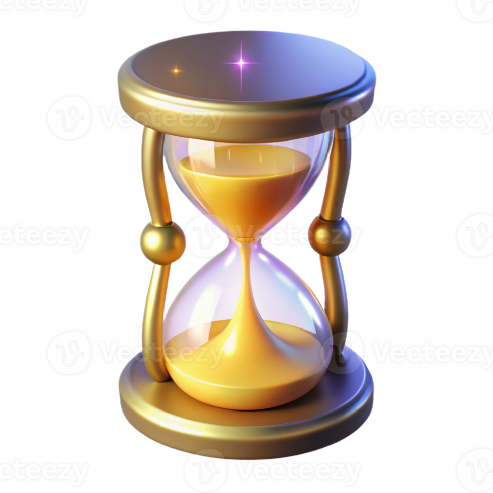 beautiful minimalist Golden Hourglass 3D Render 4K png