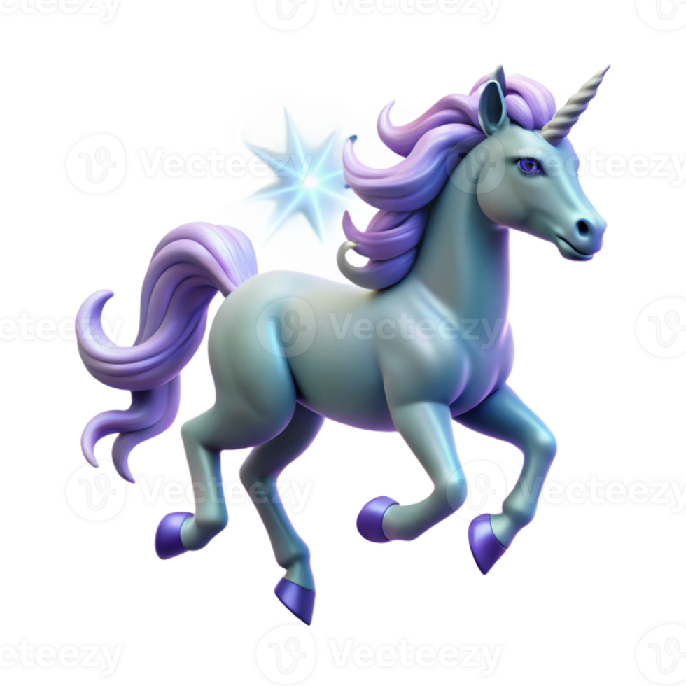 serene creative Magical Unicorn 3D Render high resolution png