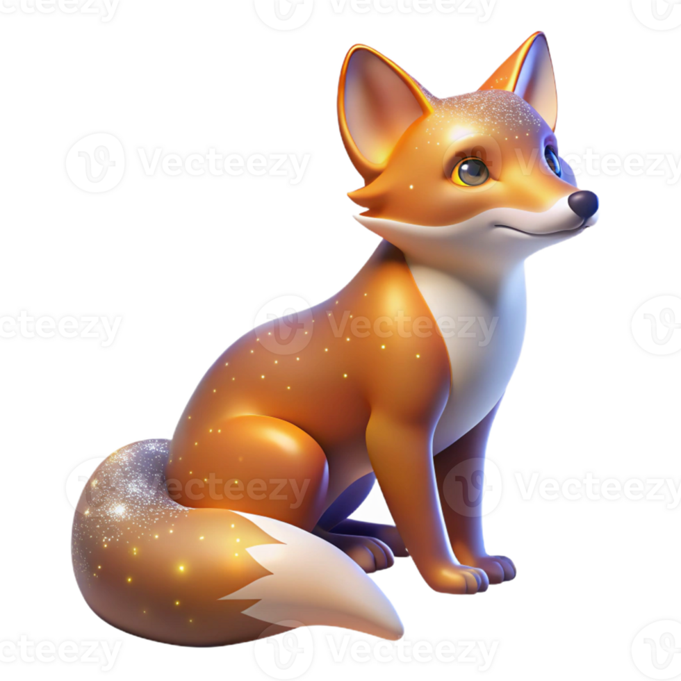 magnificent rustic Sparkling Fox 3D Render 4K png