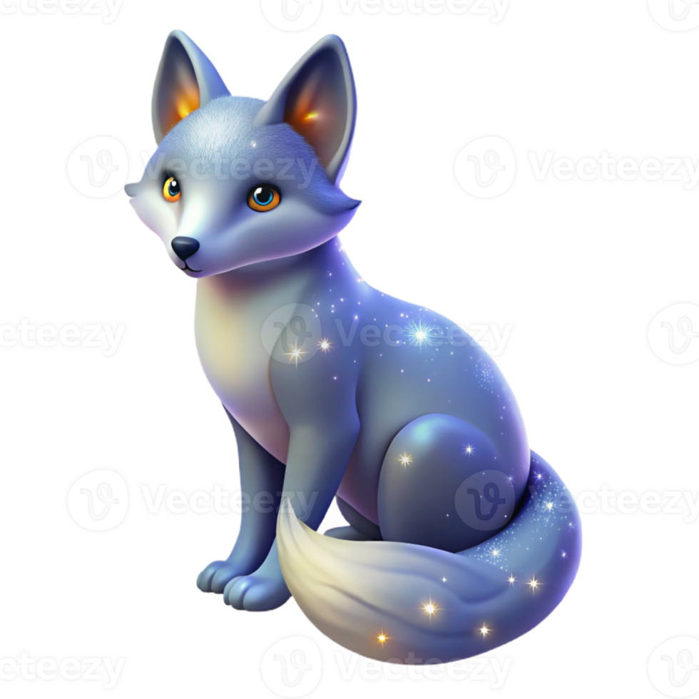 wonderful creative Celestial Fox 3D Illustration authentic png