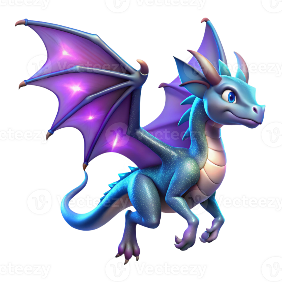 beautiful rustic Sparkling Blue Dragon 3D Render detailed png