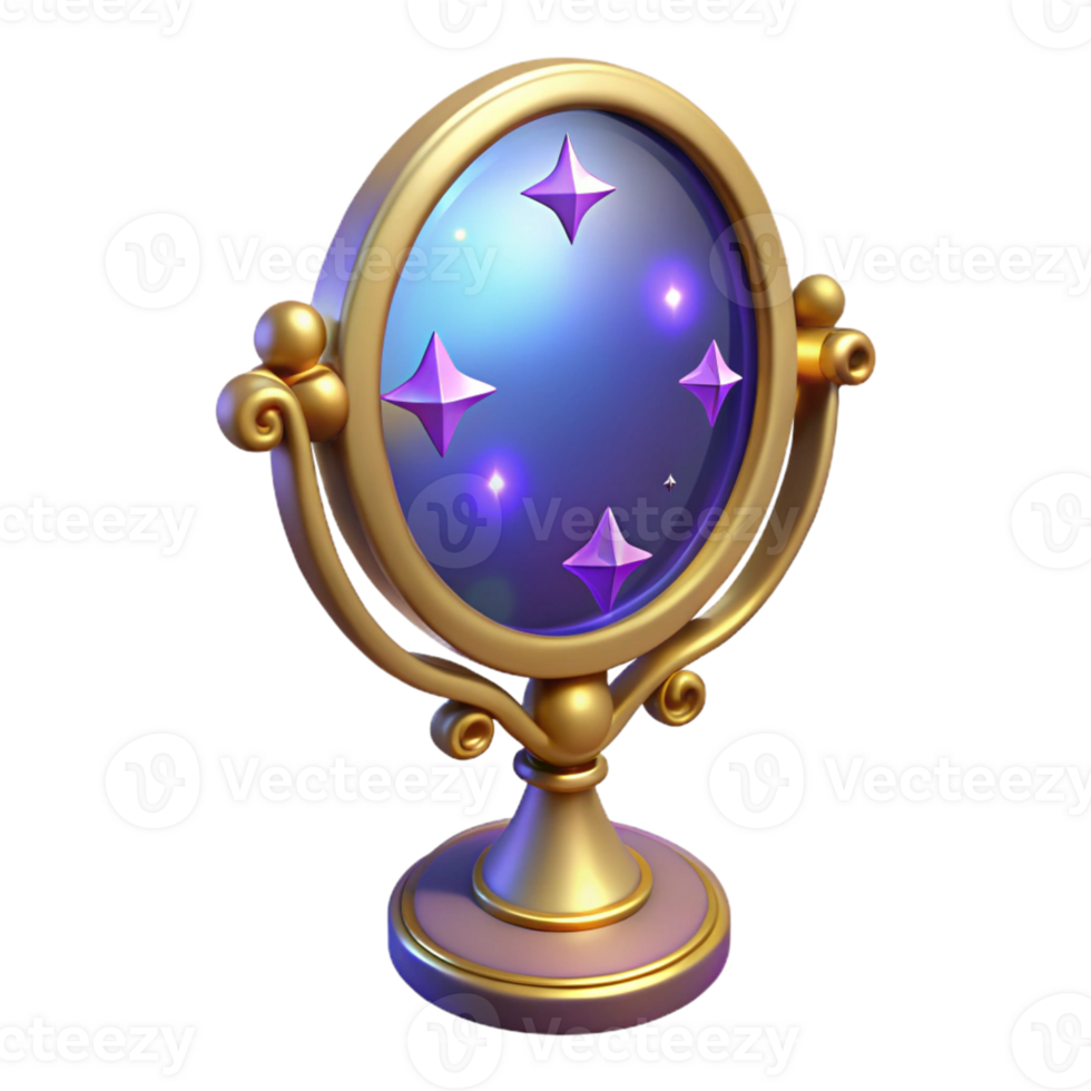 extraordinary artistic Enchanted Golden Mirror 3D Render genuine png