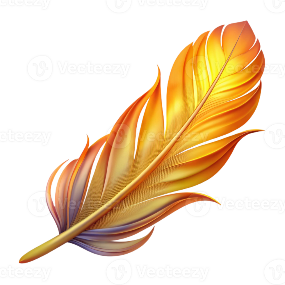 impressive modern Golden Feather 3D Illustration high quality png
