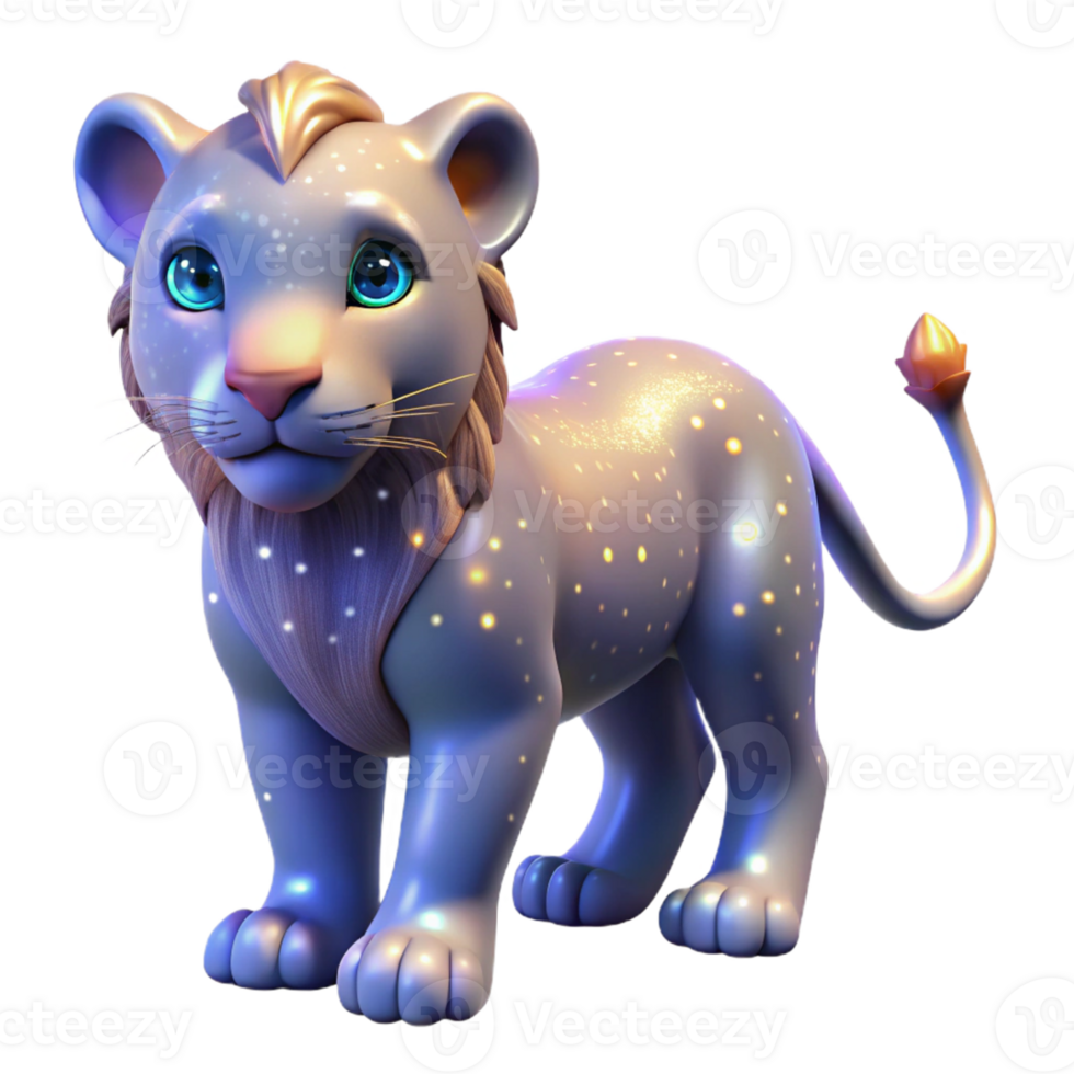 vibrant traditional 3D Render of a Cute Baby Lion Cub 4K png