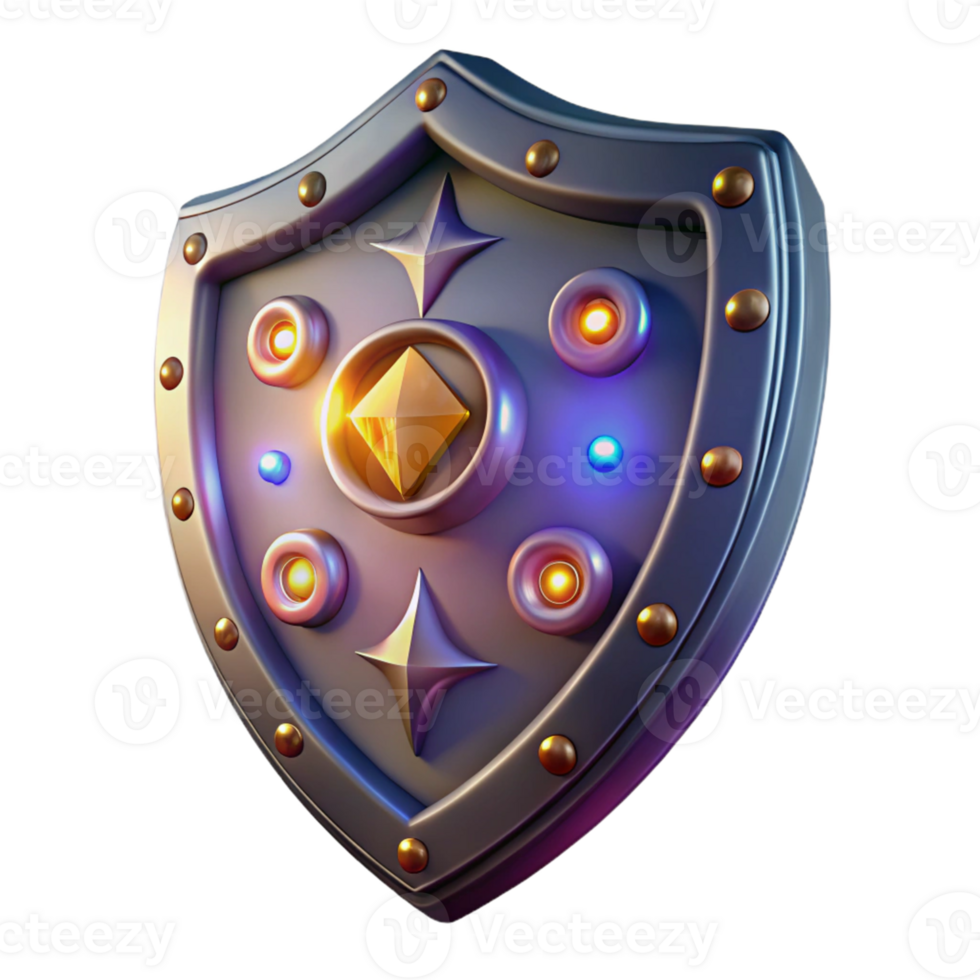 impressive rustic 3D Render of a Futuristic Shield high quality png