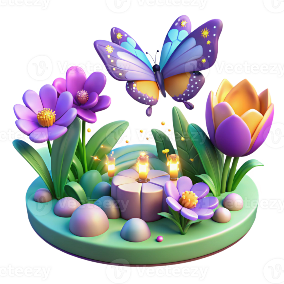 wonderful abstract Enchanted Garden 3D Illustration original png