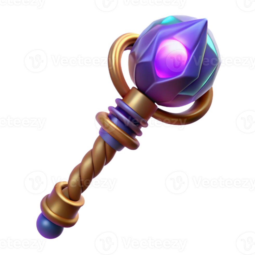 impressive modern 3D Render Magical Staff Illustration original png