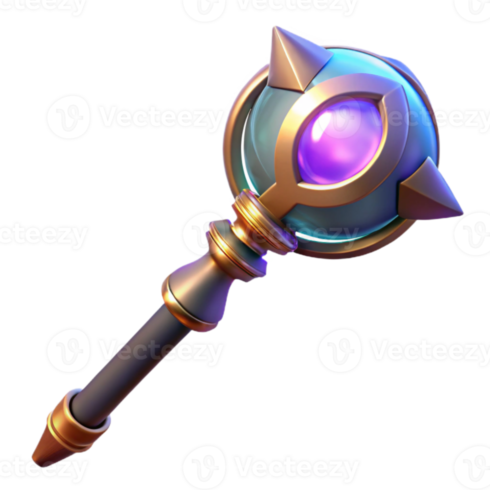 impressive artistic 3D Render Orb Staff Fantasy Game Item original png
