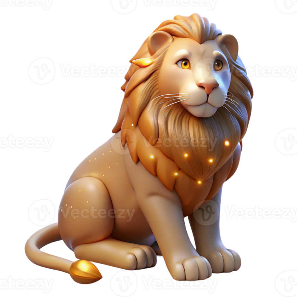 extraordinary rustic Golden Lion 3D Render 4K png